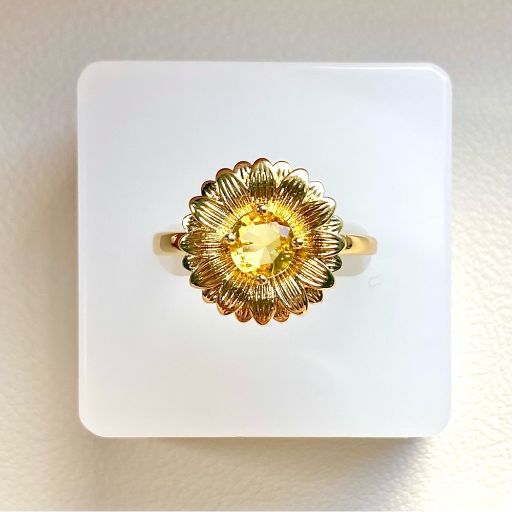 Yellow Citrine Sunflower Ring